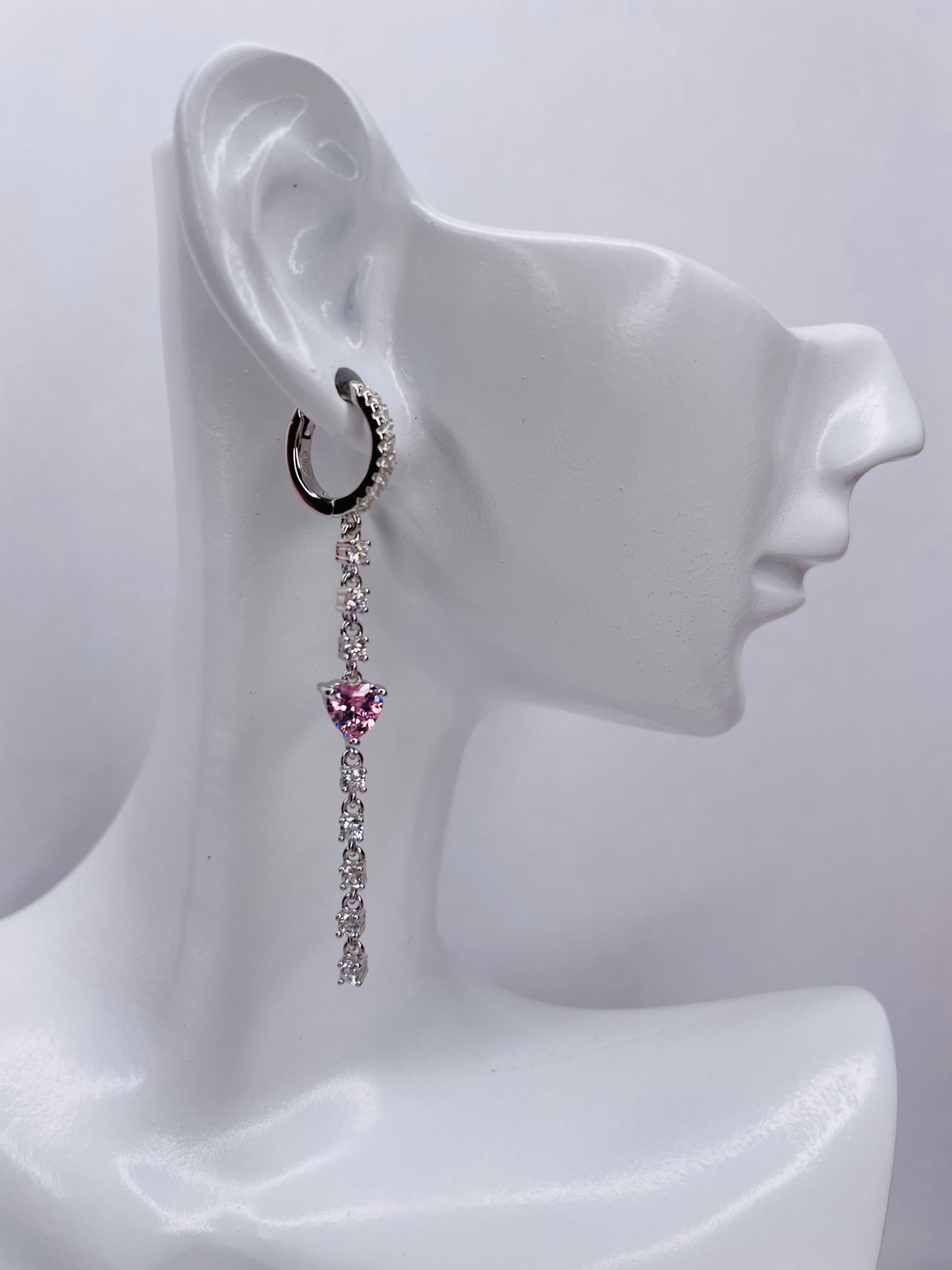 HOOP PENDENTE CUORE PINK SILVER